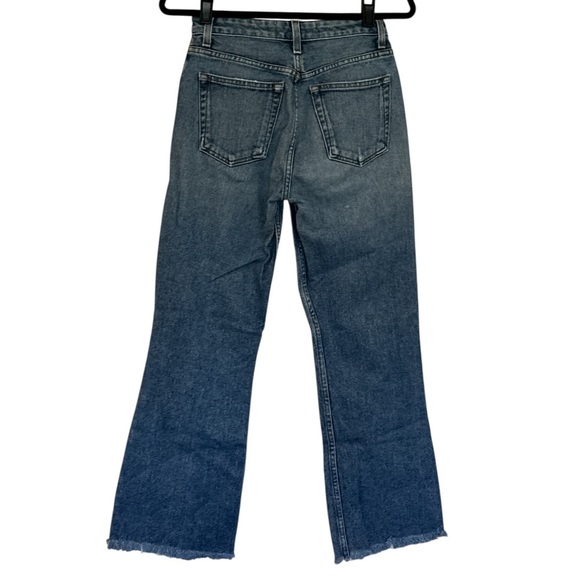 Reformation Mid Rise Crop Flare Button Fly Baltic Wash Jean Size 26 - Picture 7 of 15